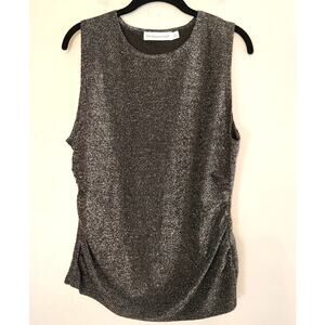Rebecca Minkoff Designer Black‎ Metallic Shimmer Sleeveless Top Size Large